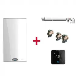 Caldera De Condensación, Ariston, Hs Premium 30 + Termostato Cube S Net + Kit De Tres Grifos + Kit Salida De Humos, Clase Energetica A