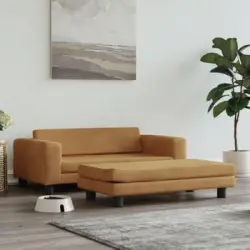 Cama Para Perros Con Extensión Terciopelo Marrón 100x50x30 Cm