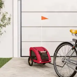 Remolque De Bicicleta Mascotas Hierro Tela Oxford Rojo