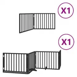 Puerta Para Perros Plegable 6 Paneles Madera Álamo Negra 480 Cm Vidaxl