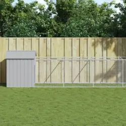 Caseta Perro | Perrera Exterior Tejado Acero Galvanizado Gris Claro 117x1017x123cm Cfw750370