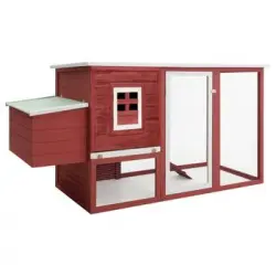 Gallinero Con 1 Jaula Para Huevos Madera Rojo