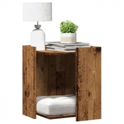 Mueble Arenero De Gatos Madera Ingeniería Envejecida 42x42x51cm
