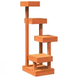 Árbol Para Gatos Madera Maciza Pino Marrón Cera 45,5x49x103 Cm Vidaxl