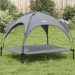 Cama Para Perros Con Dosel Antracita Tela Oxford Y Acero