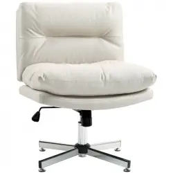 Homcom Silla De Escritorio Sin Brazos Con Altura Ajustable Base Cruzada Gris