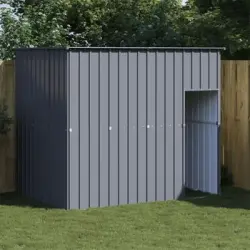 Caseta Perros | Perrera Exterior Con Tejado Acero Galvanizado Gris 214x153x181 Cm Cfw750396