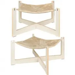 Hamaca Para Gato Estable, Cómoda Y Reversible 56x56x35 Cm. Estructura Cama De Madera Gatos, Cachorros, Perros Pequeños Hasta 6 Kgs.
