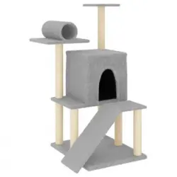 Rascador Para Gatos Con Postes De Sisal Gris Claro 110,5 Cm Vidaxl