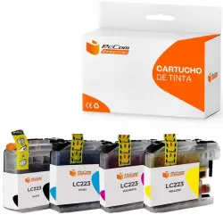 Pccom Essential Brother Lc223/lc221 Cartucho Tinta Compatible Negro/cian/magenta/amarillo Pack 4
