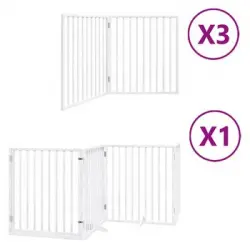 Puerta De Perros Plegable 10 Paneles Madera Álamo Blanca 800 Cm Vidaxl