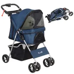 Cochecito Para Mascotas De Acero Tela Oxford 75x46x94 Cm-pawhut.azul