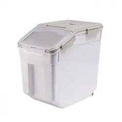 Contenedor De Comida Para Perro Gato 22 X 40 X 41.5 Cm Blanco Contenedor Pienso Perros Con Ruedas Para Mascotas Caja De Alimentos