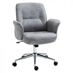 Vinsetto Silla de Oficina con Reposabrazos Acolchados Gris
