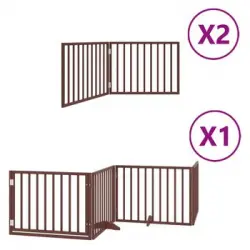 Puerta De Perros Plegable 8 Paneles Madera Álamo Marrón 640 Cm Vidaxl