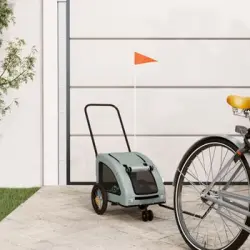Remolque De Bicicleta Mascotas Hierro Tela Oxford Gris