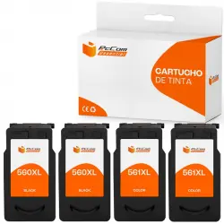 Pccom Essential Canon Pg560xl/cl561xl Cartuchos Tinta Compatible Negro/tricolor Pack 4