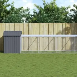 Jaula Gallinas Con Corral Acero Galvanizado Gris 117x1017x123cm
