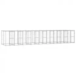 Perrera De Exterior | Jaula Para Perro | Parque Para Mascotas De Acero Galvanizado Con Techo 21,78 M² Cfw783977