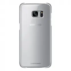 Samsung Funda Clear Cover Transparente y Plata para Samsung Galaxy S7 Edge