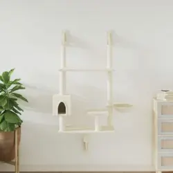 Árbol Rascador Para Gatos De Pared Crema 153 Cm