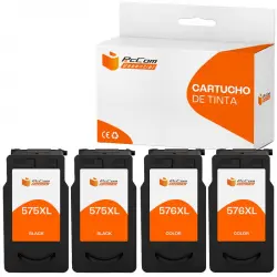 Pccom Essential Canon Pg575xl/cl576xl Cartuchos Tinta Compatible Negro Pack 4