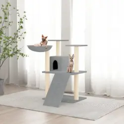 Rascador Para Gatos Con Postes De Sisal Gris Claro 83 Cm