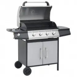 VidaXL Barbacoa de Gas 4+1 Fogones Negra/Plata