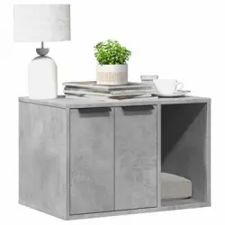 Mueble Arenero Para Gatos Madera Gris Hormigón 60x40x40 Cm