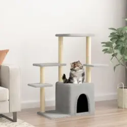 Rascador Para Gatos Con Postes De Sisal Gris Claro 97,5 Cm