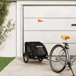 Remolque De Bicicleta Mascotas Hierro Tela Oxford Negro