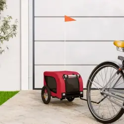 Remolque De Bicicleta Mascotas Hierro Tela Oxford Rojo Negro