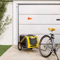 Remolque De Bicicleta Mascotas Hierro Tela Oxford Amarillo Gris