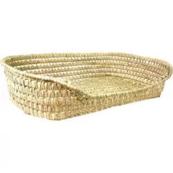 Cesta Cama Para Gatos Y Perros De Palma Trenzada. Cama Para Gatos De Mimbre. Fabricado A Mano (74x48x16 Marrón)