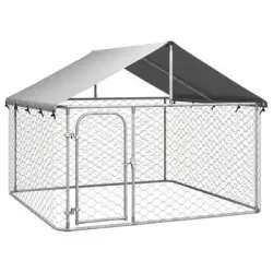 Perrera De Exterior | Jaula Para Perro | Parque Para Mascotas Con Tejado 200x200x150 Cm Cfw783750
