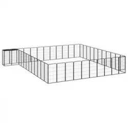 Jaula Perros 46 Paneles | Perrera Exterior Acero Recubierto Polvo Negro 50x100 Cm Cfw765846