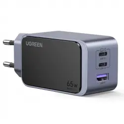 Ugreen Nexode S Cargador Rapido 65W GaNInfinity con 2 Puertos USB-C + 1x USB-A PD3.0/QC4+/PPS Gris