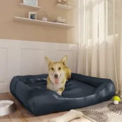 Cama Para Perros De Cuero Sintético Azul Oscuro 80x68x23 Cm