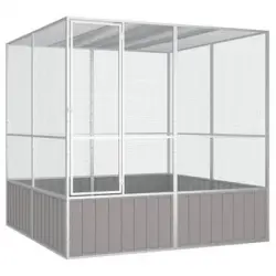 Jaula Pájaros Acero Galvanizado Gris 213,5x217,5x211,5 Cm Vidaxl