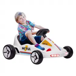 Aiyaplay Kart Eléctrico Para Niños De +3 Años Con Música Luz Carga 50 Kg Blanco