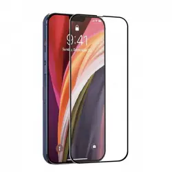 Muvit for Change Protector Pantalla Cristal Templado Marco Negro Antibacteriano para iPhone 13/13 Pro