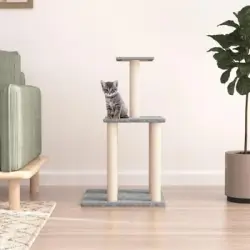 Rascador Para Gatos Con Postes De Sisal Gris Claro 85,5 Cm