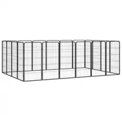 Jaula Perros 20 Paneles | Perrera Exterior Acero Recubierto Polvo Negro 50x100cm Cfw765822