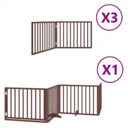 Puerta De Perros Plegable 10 Paneles Madera Álamo Marrón 800 Cm Vidaxl