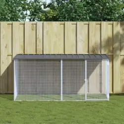 Gallinero Con Techo Acero Galvanizado Antracita 203x98x90 Cm
