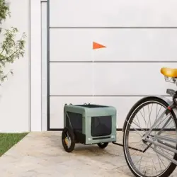 Remolque De Bicicleta Mascotas Hierro Tela Oxford Gris Negro