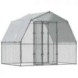 Jaula Pájaros Con Techo Puerta 2 Uds Acero Galvanizado Plateado Vidaxl