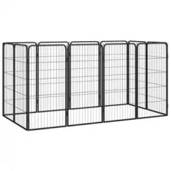 Jaula Perros 12 Paneles Acero Recubierto Polvo Negro 50x100 Cm