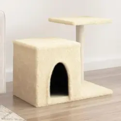 Rascador Para Gatos Con Postes De Sisal Color Crema 50,5 Cm