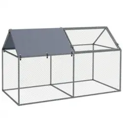 Jaula Para Animales Pequeños De Acero 198x100x120 Cm-pawhut. Plata